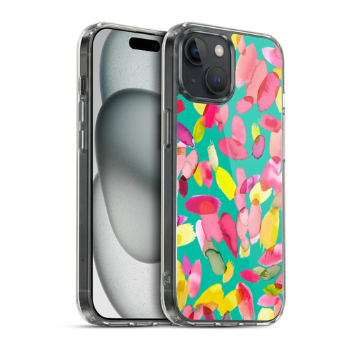 Ninola Watercolor Prints Teal Flower Petals Soft Gel Case for Apple iPhone 15 & MagSafe