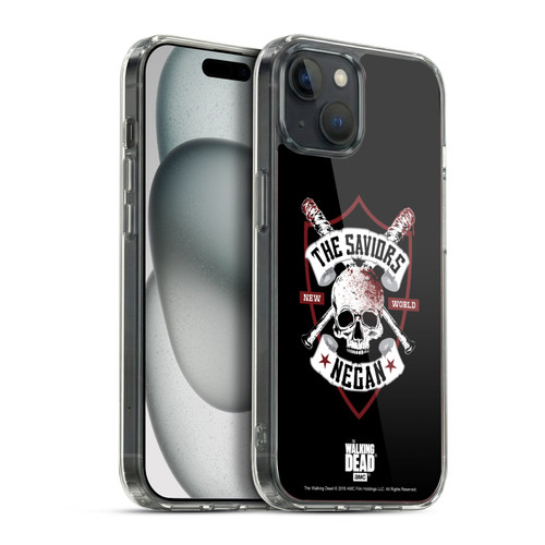 AMC The Walking Dead Negan Biker Art Bat Skull Soft Gel Case for Apple iPhone 15 Plus & MagSafe