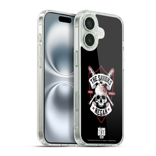 AMC The Walking Dead Negan Biker Art Bat Skull Soft Gel Case for Apple iPhone 16 Plus & MagSafe