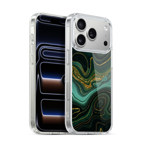 UtArt Malachite Emerald Gilded Teal Soft Gel Case for Apple iPhone 17 Pro