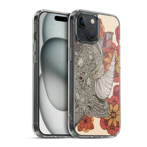 Valentina Animals And Floral Rhinoceros Soft Gel Case for Apple iPhone 15 & MagSafe