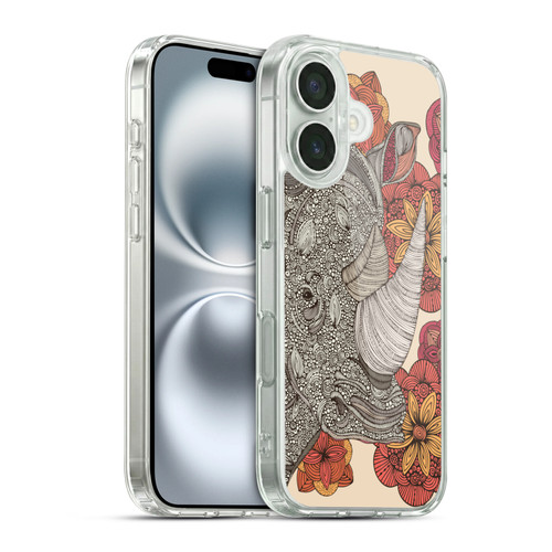 Valentina Animals And Floral Rhinoceros Soft Gel Case for Apple iPhone 16 & MagSafe