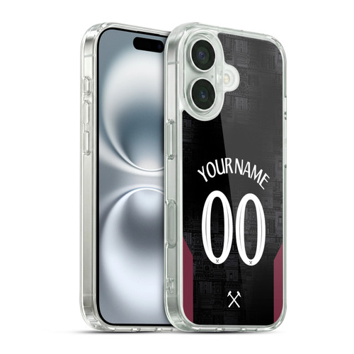 Custom Customised Personalised West Ham United FC 2024/25 Kit Away Soft Gel Case for Apple iPhone 16 & MagSafe