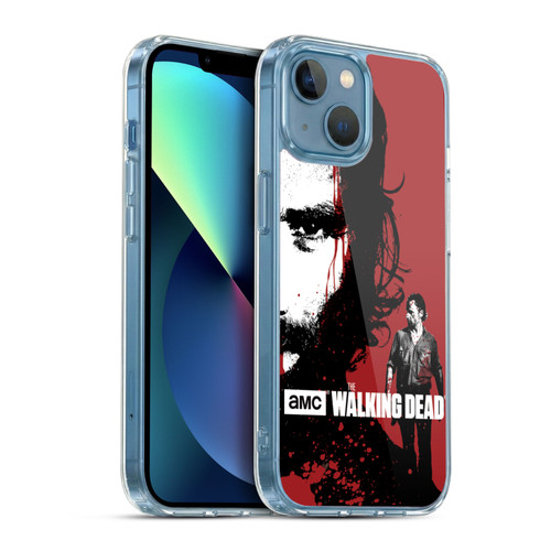 AMC The Walking Dead Gore Bloody Face Rick Soft Gel Case for Apple iPhone 13 Mini & MagSafe