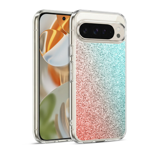 PLdesign Sparkly Coral Coral Pink Viridian Green Soft Gel Case for Google Pixel 9 / Pixel 9 Pro