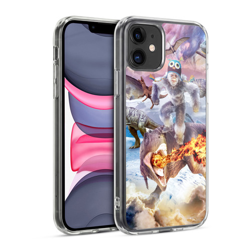 Random Galaxy Mixed Designs Monkey Riding Dinosaur Soft Gel Case for Apple iPhone 11