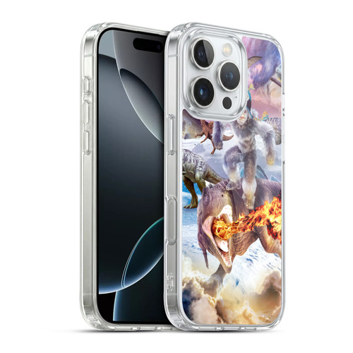 Random Galaxy Mixed Designs Monkey Riding Dinosaur Soft Gel Case for Apple iPhone 16 Pro & MagSafe