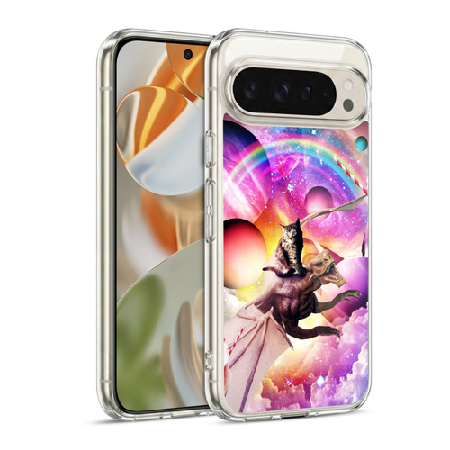 Random Galaxy Mixed Designs Space Dragon & Cat Soft Gel Case for Google Pixel 9 / Pixel 9 Pro