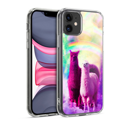 Random Galaxy Space Llama Lovely Lllama In Rainbow Soft Gel Case for Apple iPhone 11