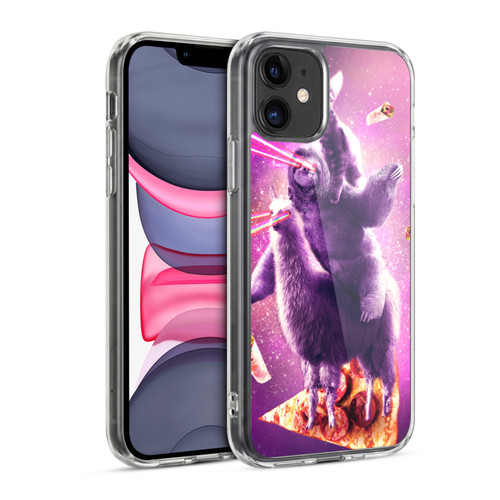 Random Galaxy Space Llama Sloth & Cat Lazer Eyes 2 Soft Gel Case for Apple iPhone 11