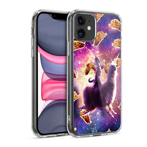 Random Galaxy Space Llama Warrior Cat & Tacos Soft Gel Case for Apple iPhone 11