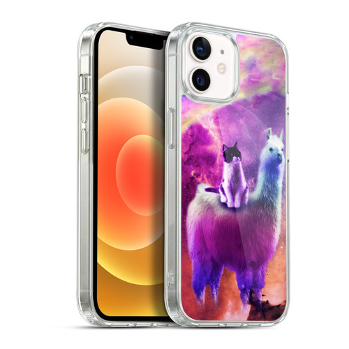 Random Galaxy Space Llama Purple Galaxy Cat Soft Gel Case for Apple iPhone 12 / iPhone 12 Pro & MagSafe