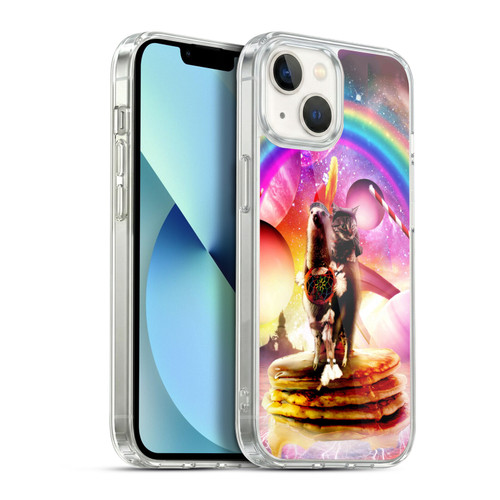 Random Galaxy Space Llama Cat & Electric Pancakes Soft Gel Case for Apple iPhone 13