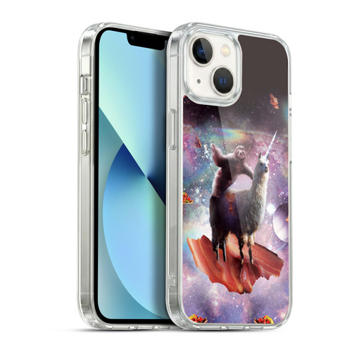 Random Galaxy Space Llama Outer Space Sloth & Bacons Soft Gel Case for Apple iPhone 13