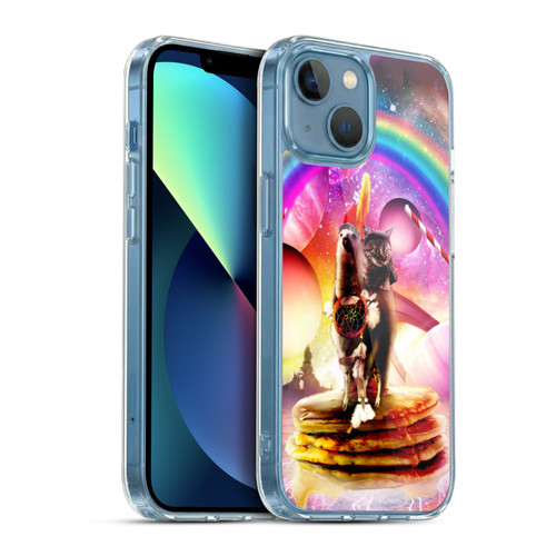 Random Galaxy Space Llama Cat & Electric Pancakes Soft Gel Case for Apple iPhone 13 Mini & MagSafe