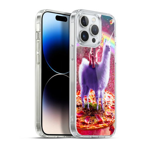 Random Galaxy Space Llama Rainbow Lazer Cat & Pizza Soft Gel Case for Apple iPhone 13 Pro Max & MagSafe