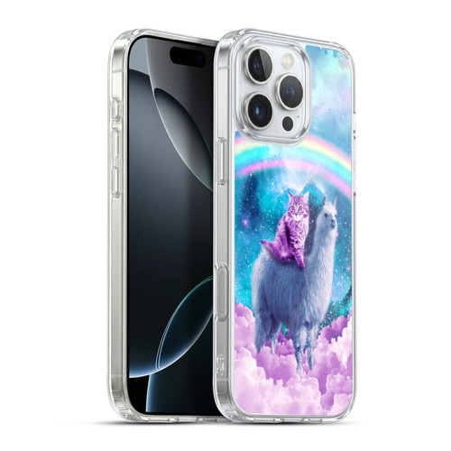 Random Galaxy Space Llama Cloudy Cat In Rainbow Soft Gel Case for Apple iPhone 16 Pro Max & MagSafe