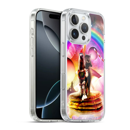 Random Galaxy Space Llama Cat & Electric Pancakes Soft Gel Case for Apple iPhone 16 Pro & MagSafe