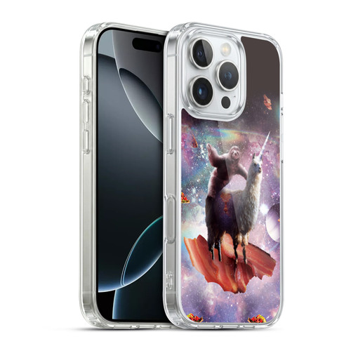 Random Galaxy Space Llama Outer Space Sloth & Bacons Soft Gel Case for Apple iPhone 16 Pro & MagSafe