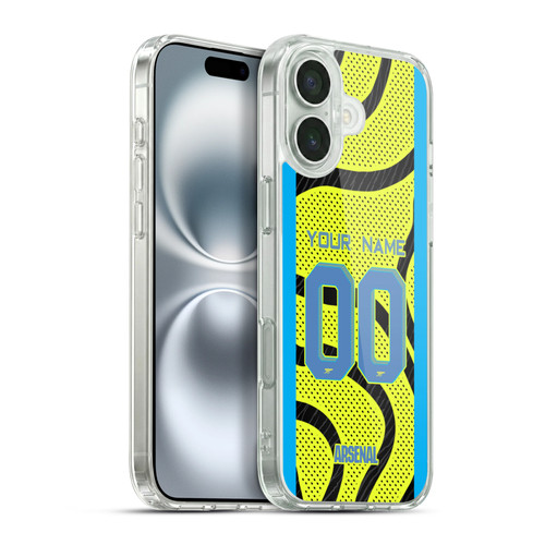 Custom Customised Personalised Arsenal FC 2023/24 Kit Away Soft Gel Case for Apple iPhone 16 Plus & MagSafe