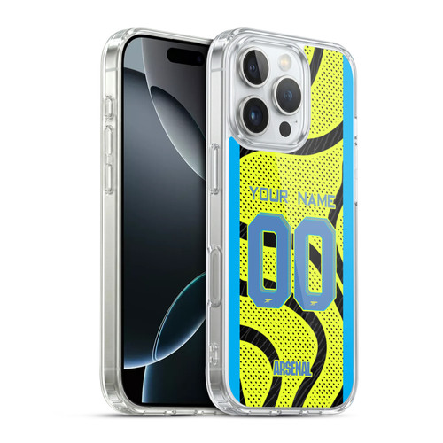 Custom Customised Personalised Arsenal FC 2023/24 Kit Away Soft Gel Case for Apple iPhone 16 Pro & MagSafe
