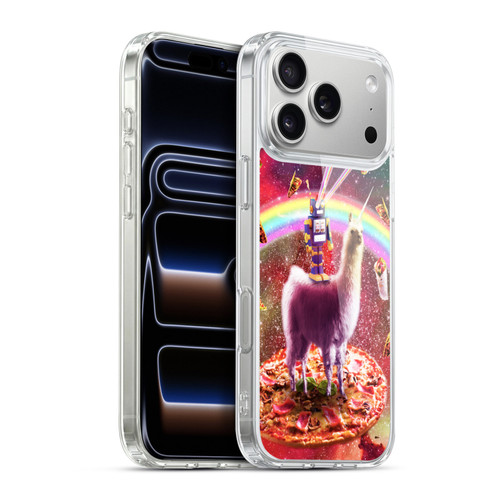 Random Galaxy Space Llama Robot & Pizza Soft Gel Case for Apple iPhone 17 Pro Max
