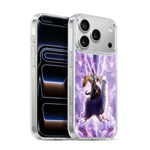 Random Galaxy Space Llama Lazer Cat & Tacos Soft Gel Case for Apple iPhone 17 Pro