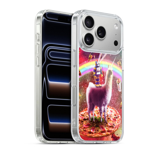 Random Galaxy Space Llama Robot & Pizza Soft Gel Case for Apple iPhone 17 Pro
