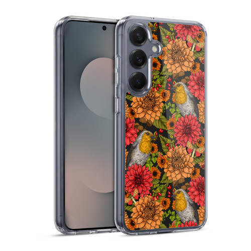 Katerina Kirilova Graphics Robins And Dahlias Soft Gel Case for Samsung Galaxy S25 & MagSafe