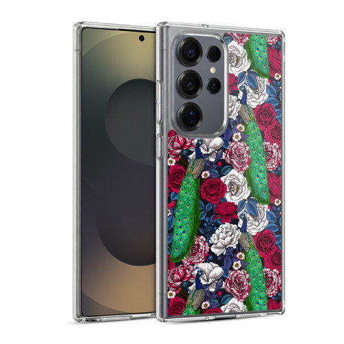 Katerina Kirilova Graphics Peacocks And Roses Soft Gel Case for Samsung Galaxy S25 Ultra & MagSafe