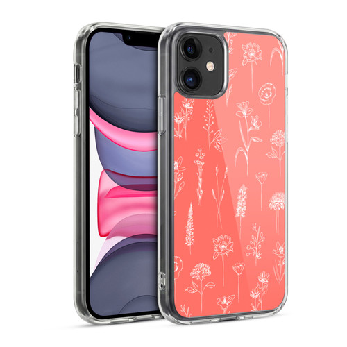 Anis Illustration Flower Pattern 2 Coral Soft Gel Case for Apple iPhone 11