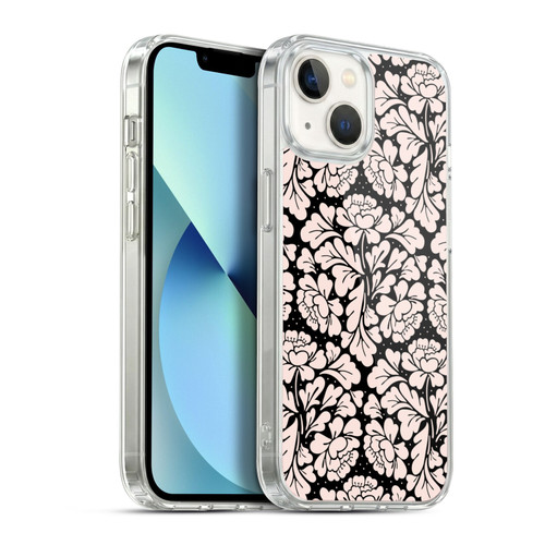 Anis Illustration Flower Pattern 2 Black 1 Soft Gel Case for Apple iPhone 13