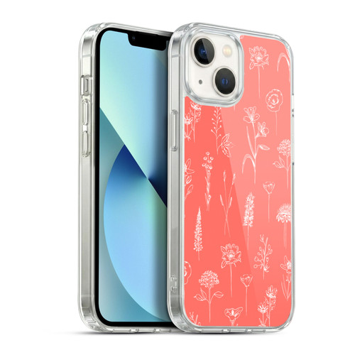 Anis Illustration Flower Pattern 2 Coral Soft Gel Case for Apple iPhone 13
