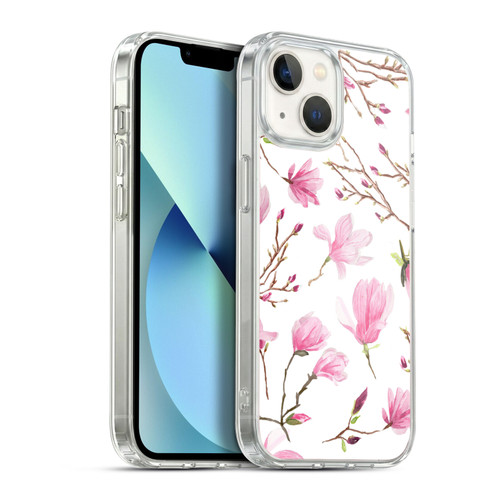 Anis Illustration Flower Pattern 2 Magnolia Soft Gel Case for Apple iPhone 13