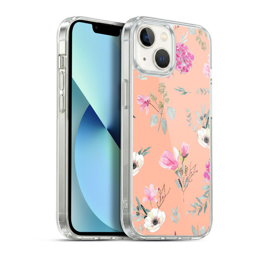 Anis Illustration Flower Pattern 2 Peach Soft Gel Case for Apple iPhone 13
