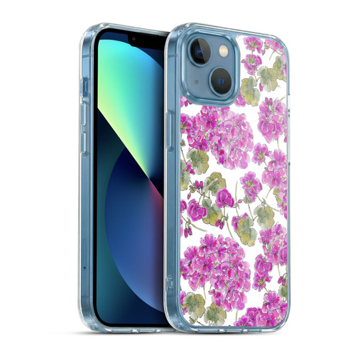 Anis Illustration Flower Pattern 2 Purple Soft Gel Case for Apple iPhone 13 Mini & MagSafe