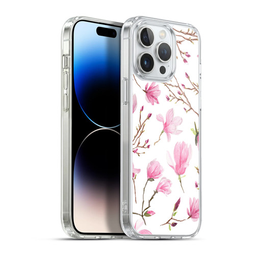 Anis Illustration Flower Pattern 2 Magnolia Soft Gel Case for Apple iPhone 13 Pro Max & MagSafe