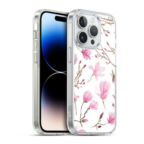 Anis Illustration Flower Pattern 2 Magnolia Soft Gel Case for Apple iPhone 13 Pro & MagSafe