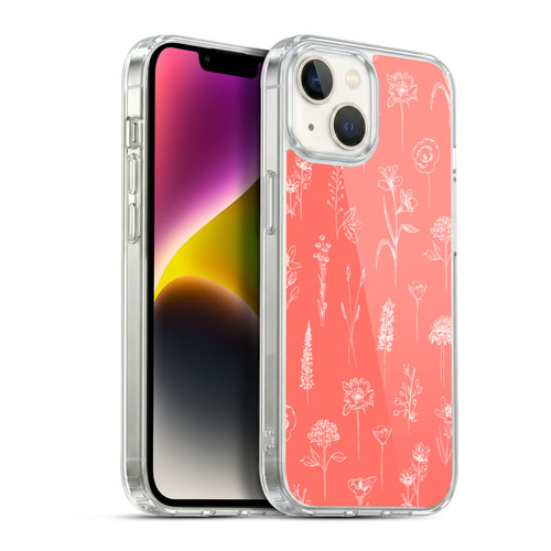 Anis Illustration Flower Pattern 2 Coral Soft Gel Case for Apple iPhone 14