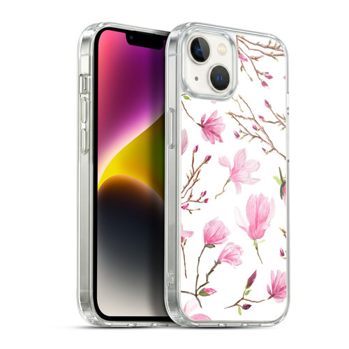 Anis Illustration Flower Pattern 2 Magnolia Soft Gel Case for Apple iPhone 14 Plus & MagSafe