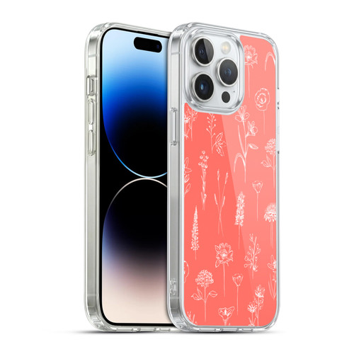 Anis Illustration Flower Pattern 2 Coral Soft Gel Case for Apple iPhone 14 Pro Max & MagSafe