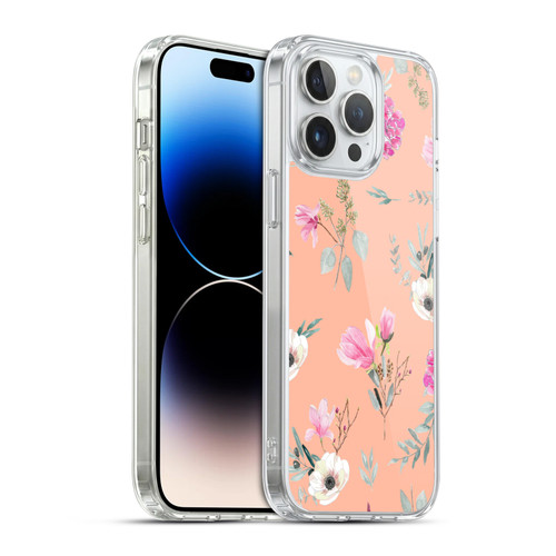 Anis Illustration Flower Pattern 2 Peach Soft Gel Case for Apple iPhone 14 Pro Max & MagSafe