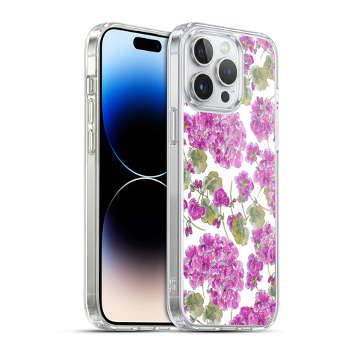 Anis Illustration Flower Pattern 2 Purple Soft Gel Case for Apple iPhone 14 Pro Max & MagSafe