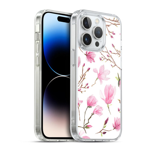 Anis Illustration Flower Pattern 2 Magnolia Soft Gel Case for Apple iPhone 14 Pro & MagSafe