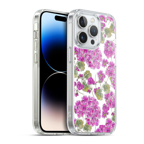 Anis Illustration Flower Pattern 2 Purple Soft Gel Case for Apple iPhone 14 Pro & MagSafe