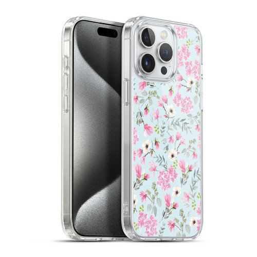 Anis Illustration Flower Pattern 2 Pink Soft Gel Case for Apple iPhone 15 Pro Max & MagSafe