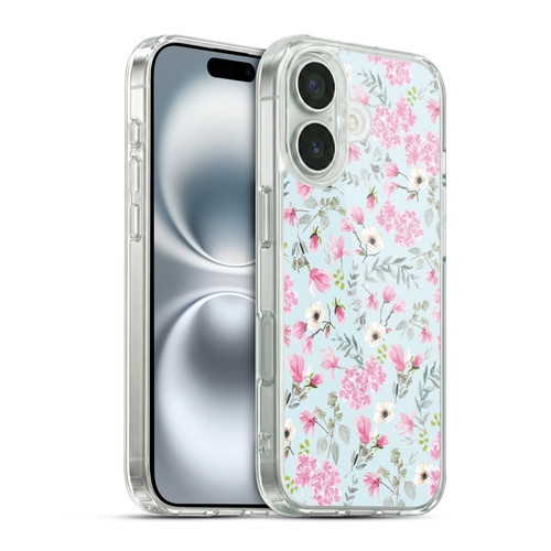 Anis Illustration Flower Pattern 2 Pink Soft Gel Case for Apple iPhone 16 & MagSafe