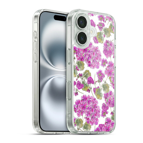 Anis Illustration Flower Pattern 2 Purple Soft Gel Case for Apple iPhone 16 & MagSafe