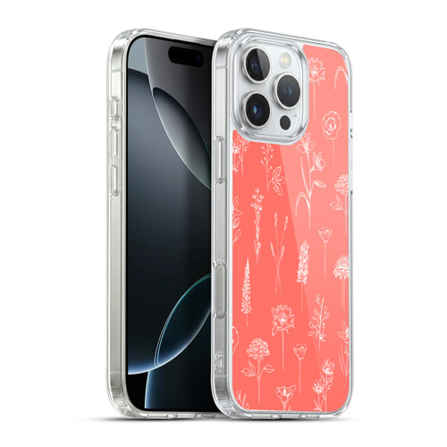 Anis Illustration Flower Pattern 2 Coral Soft Gel Case for Apple iPhone 16 Pro Max & MagSafe