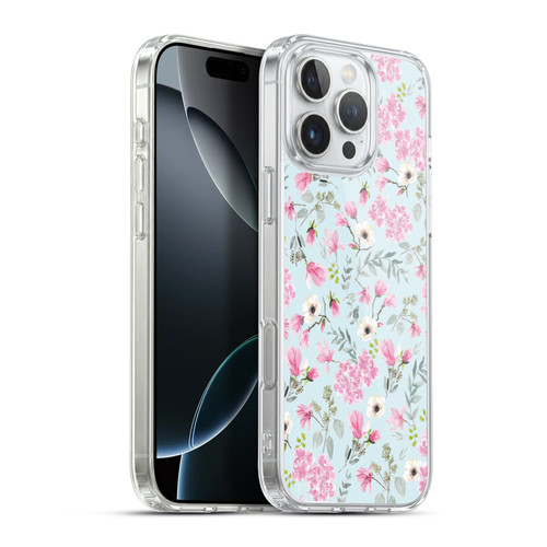 Anis Illustration Flower Pattern 2 Pink Soft Gel Case for Apple iPhone 16 Pro Max & MagSafe